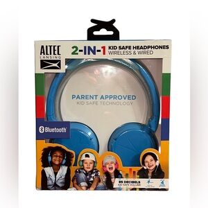 Altec Lansing Kid-Safe 2n1 Bluetooth Headphones: Wireless-Antimicrobial-Foldable